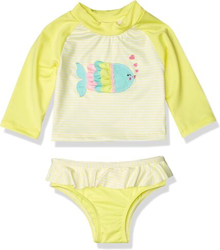 Girls Baby Two Piece Rashguard Set with Ruffle Trim in Kuwait