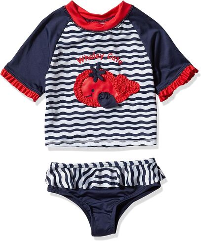 Girls Baby Two Piece Rashguard Set with Ruffle Trim in Kuwait