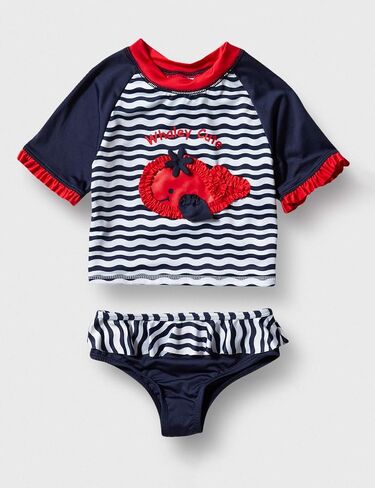 Girls Baby Two Piece Rashguard Set with Ruffle Trim in Kuwait