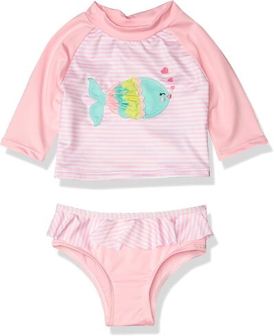 Girls Baby Two Piece Rashguard Set with Ruffle Trim in Kuwait