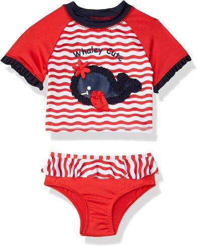 Girls Baby Two Piece Rashguard Set with Ruffle Trim in Kuwait