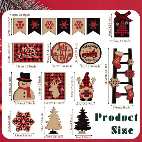 17 Pcs Christmas Tiered Tray Decor Christmas Jesus Theme Tray Decor Vintage Farmhouse Nativity Decor Angels Mangers Jesus' Birth Wooden Decor for Home Table Mantel Party in Kuwait