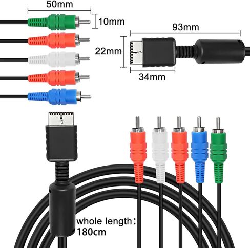 XMSJSIY Component AV Cable for PS2 PS3 AV HDTV Wire Multi Out Video Audio Cable YPbPr Component for Playstation2/3 HDTV EDTV Connector Cord - 1.8M in Saudi Arabia