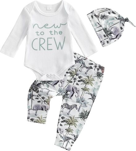 Newborn Infant Baby Boy Outfit Little Brother Romper Infant Letter Print Dinosaur Clothes Drawstring Pants Hat in Kuwait