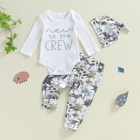 Newborn Infant Baby Boy Outfit Little Brother Romper Infant Letter Print Dinosaur Clothes Drawstring Pants Hat in Kuwait