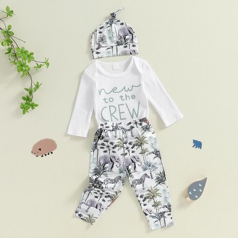 Newborn Infant Baby Boy Outfit Little Brother Romper Infant Letter Print Dinosaur Clothes Drawstring Pants Hat in Kuwait