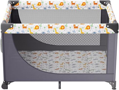 VEVOR Baby Travel Crib and Play Yard, Folding Baby Playpen with Soft Mattress Pad, Portable Toddlers Crib with Breathable Mesh and Travel Bag, Indoor/Outdoor Kid Activity Center for 0-36 Months Babies in Saudi Arabia