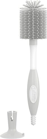 Dr. Brown's Soft Touch No Scratch Baby Bottle Cleaning Brush, Nipple Cleaner & Suction Cup Base for Easy Storage, BPA Free, Gray in Saudi Arabia