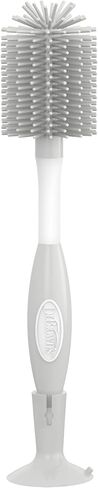 Dr. Brown's Soft Touch No Scratch Baby Bottle Cleaning Brush, Nipple Cleaner & Suction Cup Base for Easy Storage, BPA Free, Gray in Saudi Arabia