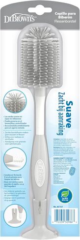 Dr. Brown's Soft Touch No Scratch Baby Bottle Cleaning Brush, Nipple Cleaner & Suction Cup Base for Easy Storage, BPA Free, Gray in Saudi Arabia
