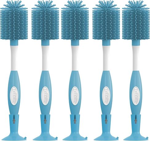 Dr. Brown's Soft Touch No Scratch Baby Bottle Cleaning Brush, Nipple Cleaner & Suction Cup Base for Easy Storage, BPA Free, Gray in Saudi Arabia
