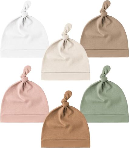 Konssy 6 Pack Baby Newborn Hats Set Knot Beanie Hats Soft for Infant Baby Girls Boys Caps 0-6 Months in Saudi Arabia