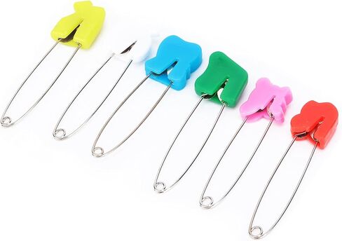 Stainless Steel Diaper Pins with Plastic Safety Locks, Assorted Color Nappy Sewing Knitting Fabric Pins, Suitable for Baby Adult Cloth Traditional Diapers (6 Colorful Animal Head in Saudi Arabia