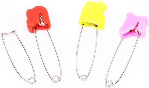 Stainless Steel Diaper Pins with Plastic Safety Locks, Assorted Color Nappy Sewing Knitting Fabric Pins, Suitable for Baby Adult Cloth Traditional Diapers (6 Colorful Animal Head in Saudi Arabia