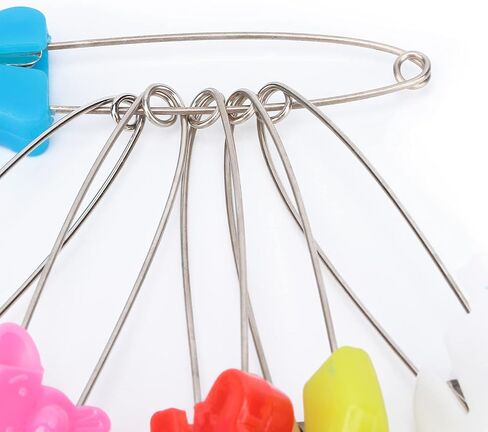 Stainless Steel Diaper Pins with Plastic Safety Locks, Assorted Color Nappy Sewing Knitting Fabric Pins, Suitable for Baby Adult Cloth Traditional Diapers (6 Colorful Animal Head in Saudi Arabia