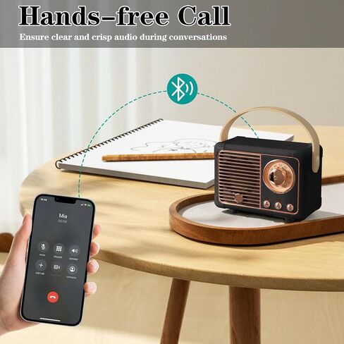 Retro Bluetooth Speaker, Vintage Decor, Wireless Portable Mini Bluetooth Speaker, Small Cute Old Fashion Style for Kitchen Desk Bedroom Home Office Party Outdoor Gift (White) in Kuwait
