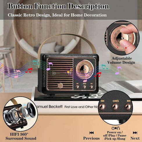 Retro Bluetooth Speaker, Vintage Decor, Wireless Portable Mini Bluetooth Speaker, Small Cute Old Fashion Style for Kitchen Desk Bedroom Home Office Party Outdoor Gift (White) in Kuwait