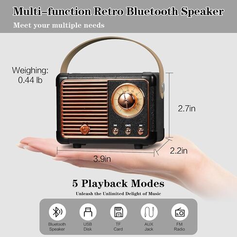 Retro Bluetooth Speaker, Vintage Decor, Wireless Portable Mini Bluetooth Speaker, Small Cute Old Fashion Style for Kitchen Desk Bedroom Home Office Party Outdoor Gift (White) in Kuwait