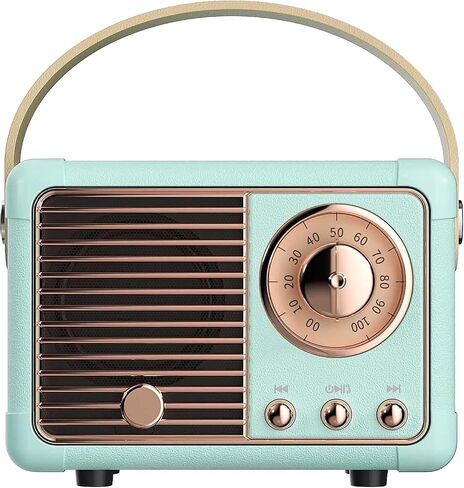 Retro Bluetooth Speaker, Vintage Decor, Wireless Portable Mini Bluetooth Speaker, Small Cute Old Fashion Style for Kitchen Desk Bedroom Home Office Party Outdoor Gift (White) in Kuwait
