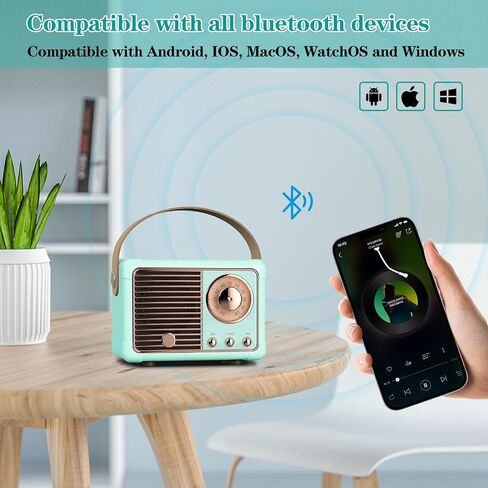 Retro Bluetooth Speaker, Vintage Decor, Wireless Portable Mini Bluetooth Speaker, Small Cute Old Fashion Style for Kitchen Desk Bedroom Home Office Party Outdoor Gift (White) in Kuwait