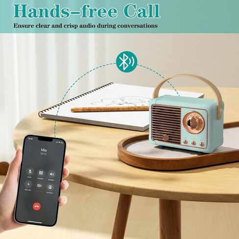 Retro Bluetooth Speaker, Vintage Decor, Wireless Portable Mini Bluetooth Speaker, Small Cute Old Fashion Style for Kitchen Desk Bedroom Home Office Party Outdoor Gift (White) in Kuwait