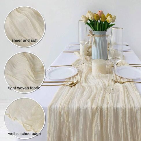 Cheesecloth Table Runner 120 Inch 10 Ft Gauze Semi-Sheer Boho Rustic Dusty Pink Cheese Cloth Table Runner for Wedding Baby Shower Decoration Bridal Shower Sheer Centerpiece Home Decorations in Saudi Arabia