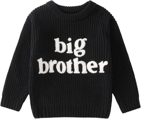 Ritatte Big Brother Knit Sweater Toddler Baby Boys Embroidery Letter Knitted Warm Pullover Sweatshirt Fall Winter Clothes in Kuwait