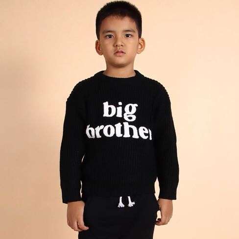 Ritatte Big Brother Knit Sweater Toddler Baby Boys Embroidery Letter Knitted Warm Pullover Sweatshirt Fall Winter Clothes in Kuwait