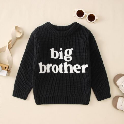 Ritatte Big Brother Knit Sweater Toddler Baby Boys Embroidery Letter Knitted Warm Pullover Sweatshirt Fall Winter Clothes in Kuwait