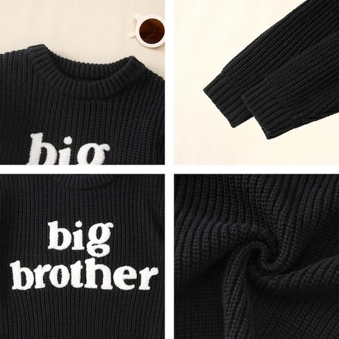 Ritatte Big Brother Knit Sweater Toddler Baby Boys Embroidery Letter Knitted Warm Pullover Sweatshirt Fall Winter Clothes in Kuwait
