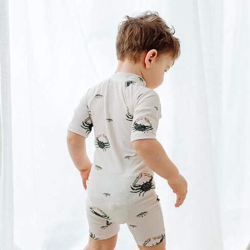 Milkbarn One Piece Swimsuit, Short Sleeve Zipper Bathing Suit for Infant Baby Boy Girl, Toddler Rash Guard Swimwear, Duck in Kuwait