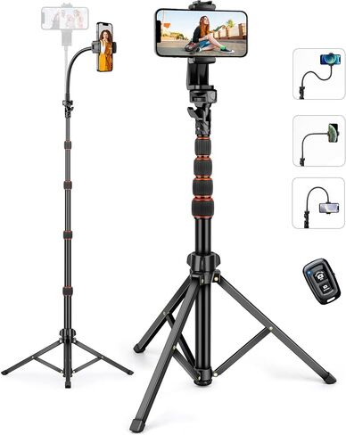 72" Tripod for iphone, Phone Tripod Compatible with Smartphone/Camera/Gopro, Cellphone Tripod with Remote,Phone & Camera Travel Tripod Stand for Video Recording Selfies Vlogging in Kuwait