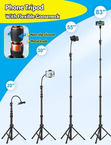 72" Tripod for iphone, Phone Tripod Compatible with Smartphone/Camera/Gopro, Cellphone Tripod with Remote,Phone & Camera Travel Tripod Stand for Video Recording Selfies Vlogging in Kuwait