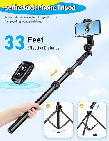 72" Tripod for iphone, Phone Tripod Compatible with Smartphone/Camera/Gopro, Cellphone Tripod with Remote,Phone & Camera Travel Tripod Stand for Video Recording Selfies Vlogging in Kuwait