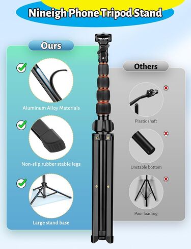 72" Tripod for iphone, Phone Tripod Compatible with Smartphone/Camera/Gopro, Cellphone Tripod with Remote,Phone & Camera Travel Tripod Stand for Video Recording Selfies Vlogging in Kuwait