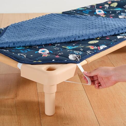 beeweed Toddler Nap Mat, Rollup Design Kid Sleeping Mat with Removable Pillow & Minky Blanket, Toddler Fit Sleeping Cot with Elastic Corner Straps for Daycare Preschool Travel Camping in Saudi Arabia