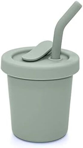 nouka Straw Cup | 100% Food-Grade Silicone | Spill-Proof | Non-Slip & Soft | Dishwasher Friendly | Lily Blue | Size 6 Oz in Saudi Arabia
