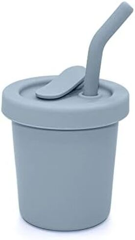 nouka Straw Cup | 100% Food-Grade Silicone | Spill-Proof | Non-Slip & Soft | Dishwasher Friendly | Lily Blue | Size 6 Oz in Saudi Arabia