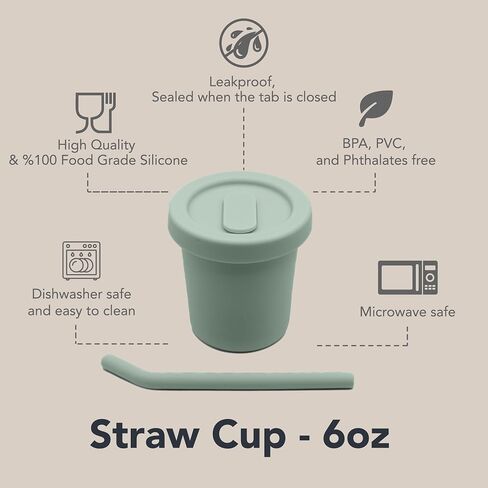 nouka Straw Cup | 100% Food-Grade Silicone | Spill-Proof | Non-Slip & Soft | Dishwasher Friendly | Lily Blue | Size 6 Oz in Saudi Arabia