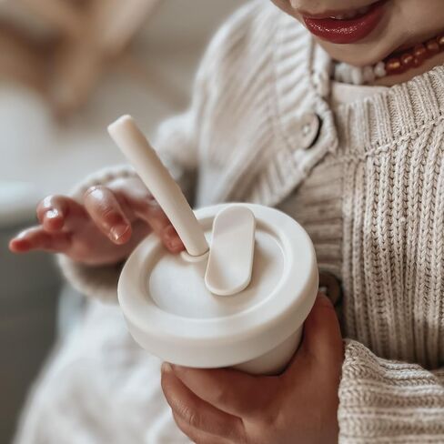 nouka Straw Cup | 100% Food-Grade Silicone | Spill-Proof | Non-Slip & Soft | Dishwasher Friendly | Lily Blue | Size 6 Oz in Saudi Arabia