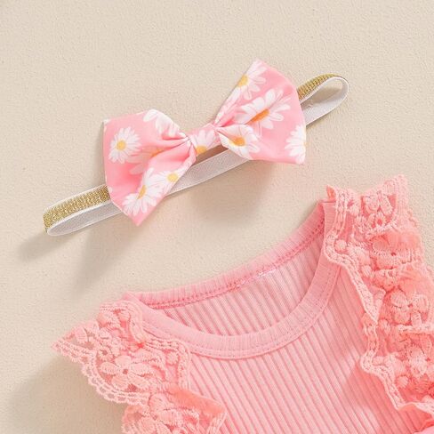 Mubineo Baby Girl Clothes Summer Romper Dress Cute Outfits Sleeveless Ruffle Lace Flower Skirt Infant Newborn Outfit (US, Age, 3 Months, 6 Months, Blue) in Saudi Arabia