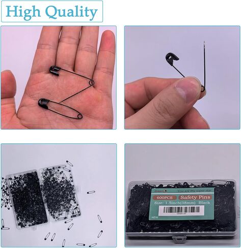 Safety Pins, 600PCS-1.5Inch Small Safety Pins, Rust-Resistant Nickel Plated Steel, Sharp Edge Safety Pin for Clothes, Sewing, Arts & Craft, 38mm Decorative Safety Pins (Silver) in Saudi Arabia