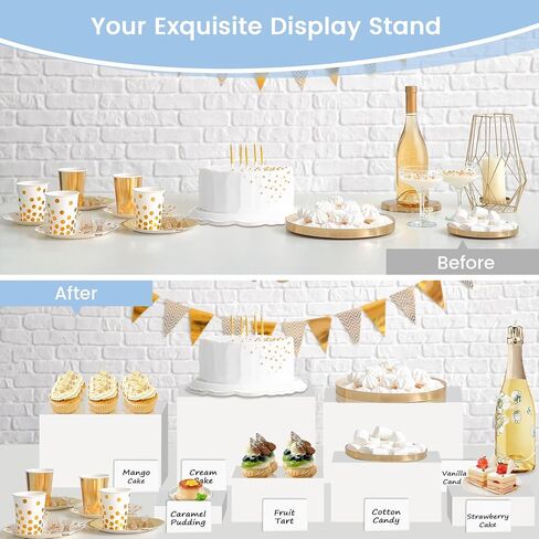 Risers Display Stands Buffet Racks, Food Racks for Buffets Hollow Bottom, White Acrylic Display Stands, Suitable for Displaying Desserts, Jewellery, Decorative Displays.3PCS 6''x7''x8'' in Saudi Arabia
