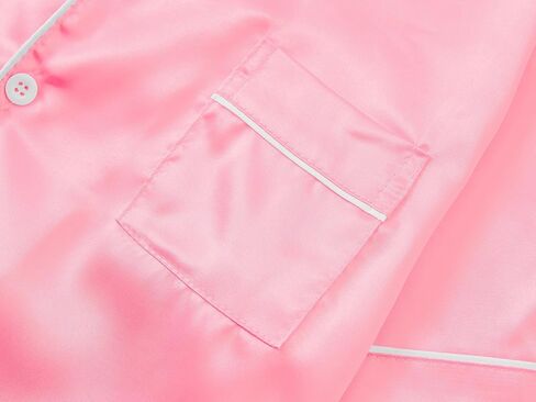 بيجامة تيبيس ساتان للبنات - وردي نيون لطيف حريري بأكمام قصيرة وسروال ملابس نوم طقم بيجاما مقاس 6/7-16 in Kuwait