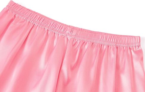 بيجامة تيبيس ساتان للبنات - وردي نيون لطيف حريري بأكمام قصيرة وسروال ملابس نوم طقم بيجاما مقاس 6/7-16 in Kuwait