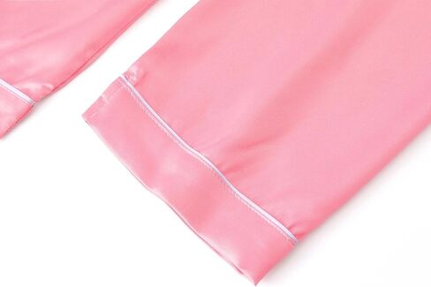 بيجامة تيبيس ساتان للبنات - وردي نيون لطيف حريري بأكمام قصيرة وسروال ملابس نوم طقم بيجاما مقاس 6/7-16 in Kuwait