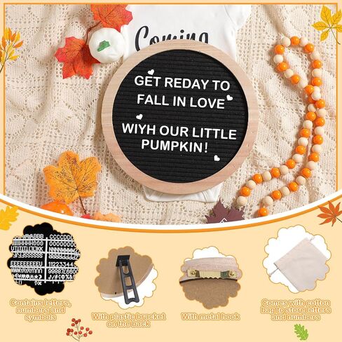17 Pcs Fall Pregnancy Announcement Set Baby Announcement Idea Pregnancy Reveal, Newborn Bodysuit Bootie Wood Block Prop Bead Pumpkin Maple Leaves Letter Board Kit for Coming Soon Baby in Saudi Arabia