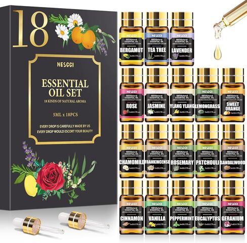 مجموعة الزيوت العطرية 70 قطعة - زيوت عطرية طبيعية 100% - مثالية للناشر والمرطب والتدليك والصابون وصناعة كرات الاستحمام الفوارة بالشموع، 70 * 5 مل (0.17 أونصة) in Kuwait