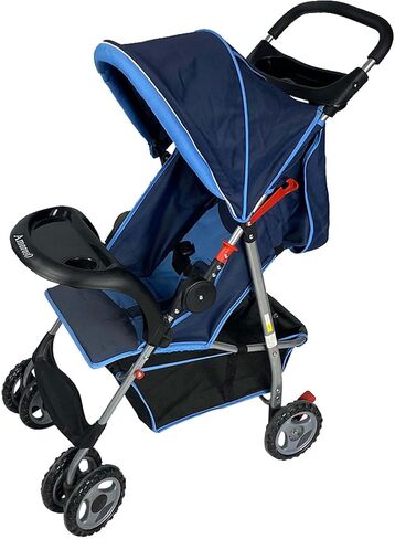 AmorosO Single Stroller - Baby Stroller with Four Wheels - Lightweight Stroller - Convertible Stroller with Extra Storage Space - Foldable Stroller with Sun Protection Hood Cover (Blue) in Saudi Arabia