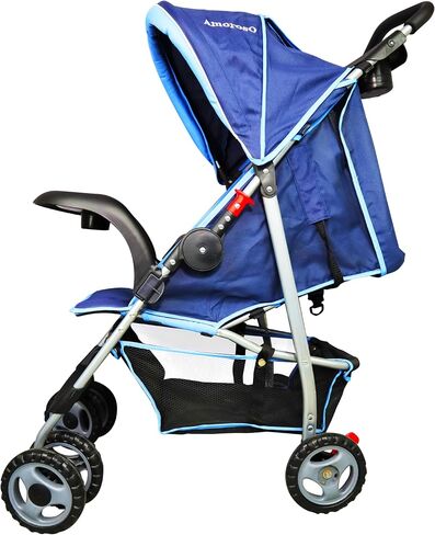AmorosO Single Stroller - Baby Stroller with Four Wheels - Lightweight Stroller - Convertible Stroller with Extra Storage Space - Foldable Stroller with Sun Protection Hood Cover (Blue) in Saudi Arabia